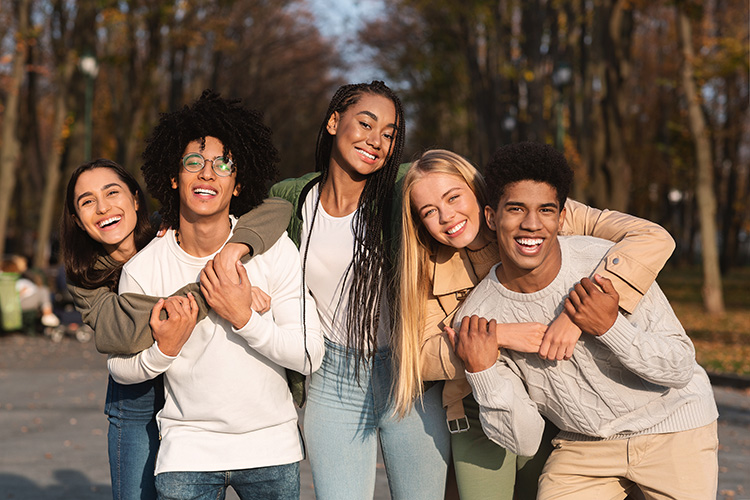 High school kids smiling